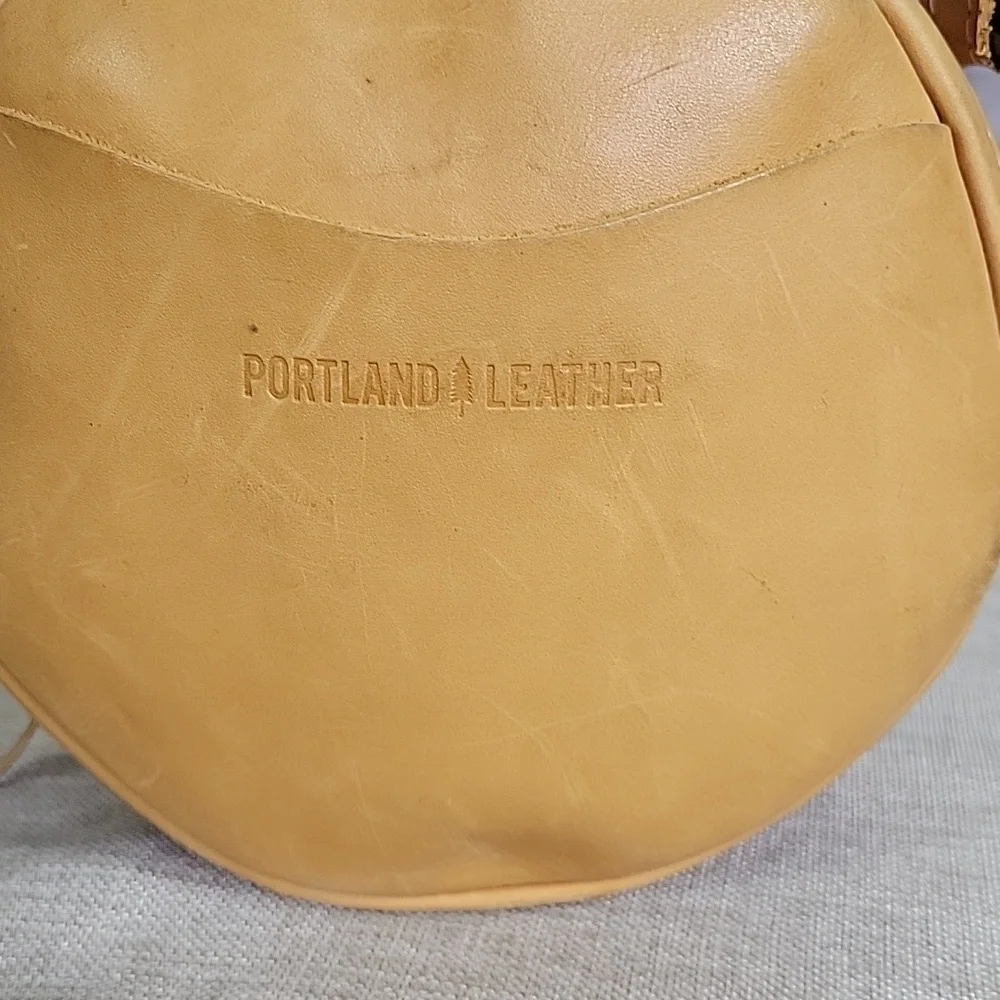 Portland Leather  Round Tan  Crossbody Bag